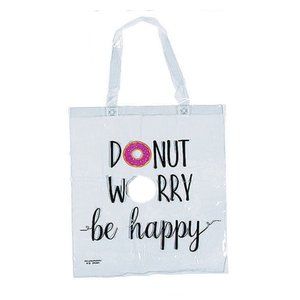 Clear Donut Worry Be Happy Tote Bag